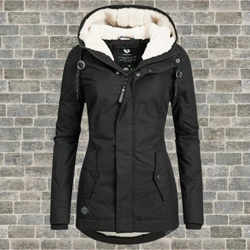 Pleated cotton coat with hood