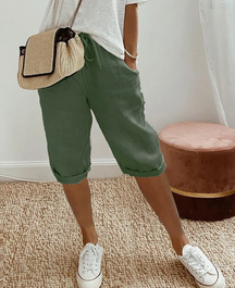Bermudas femininas com visual de linho modernas e elegantes