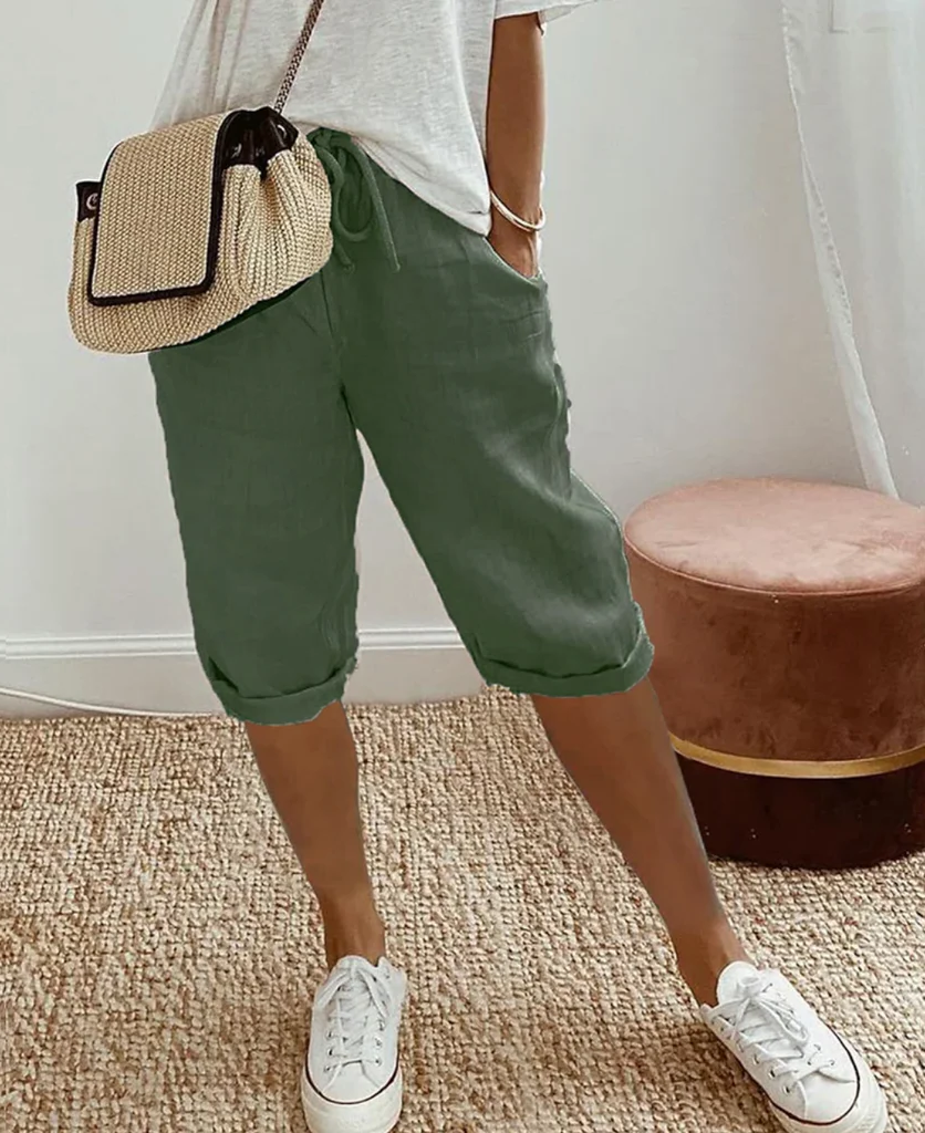 Bermudas femininas com visual de linho modernas e elegantes