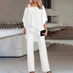 Conjunto Feminino de Duas Peças | Conjunto elegante de duas peças com ombros vazados