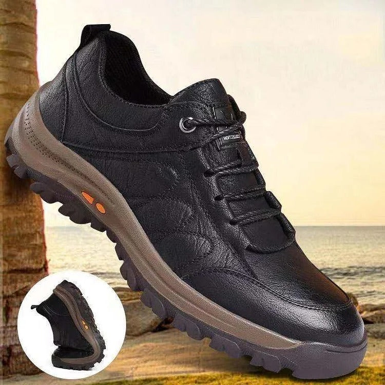 Tênis Masculino Casual com Costura Manual, Suporte de Arco e Solado Antiderrapante Respirável