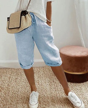 Bermudas femininas com visual de linho modernas e elegantes