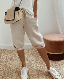 Bermudas femininas com visual de linho modernas e elegantes