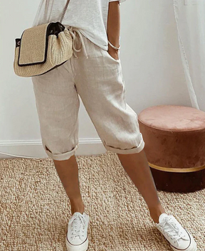 Bermudas femininas com visual de linho modernas e elegantes