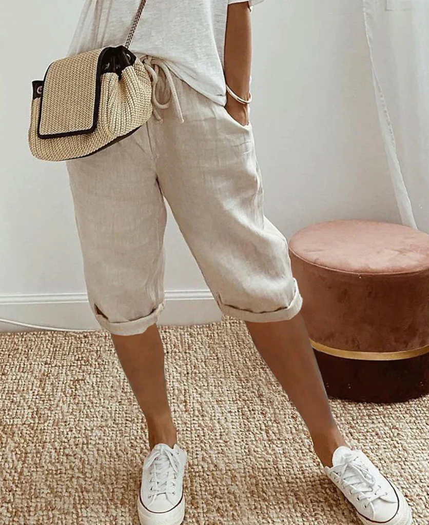 Bermudas femininas com visual de linho modernas e elegantes