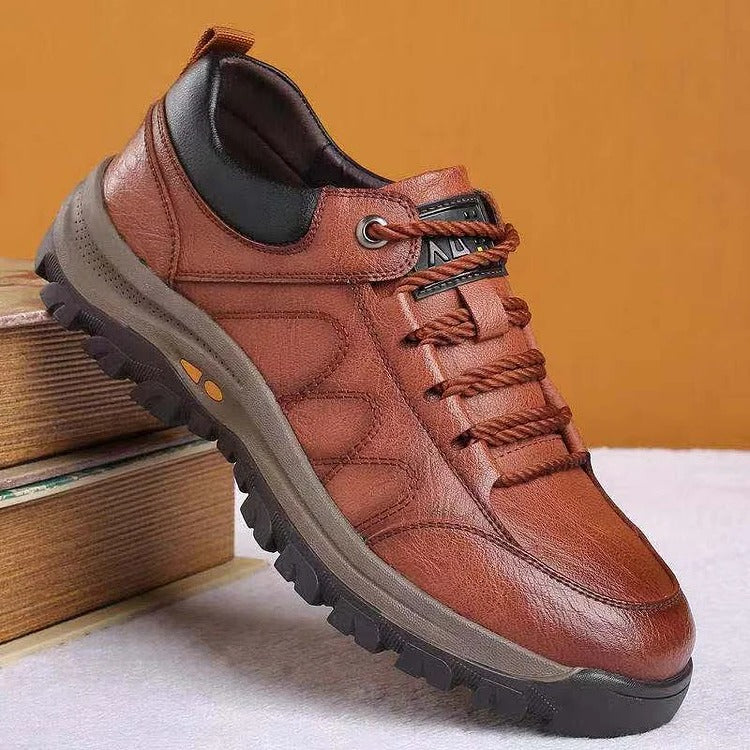 Tênis Masculino Casual com Costura Manual, Suporte de Arco e Solado Antiderrapante Respirável