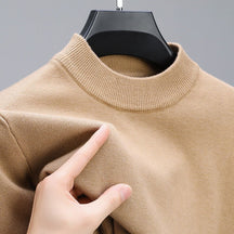 Suéter masculino de cashmere de alta qualidade com bainha elegante