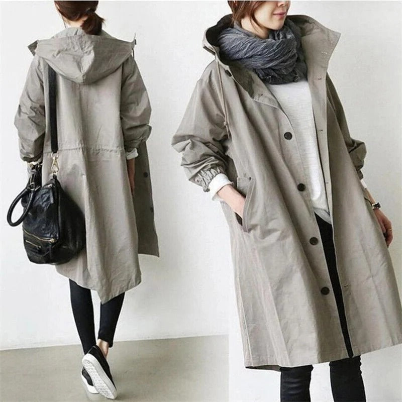 Trench Coat Impermeável com Capuz