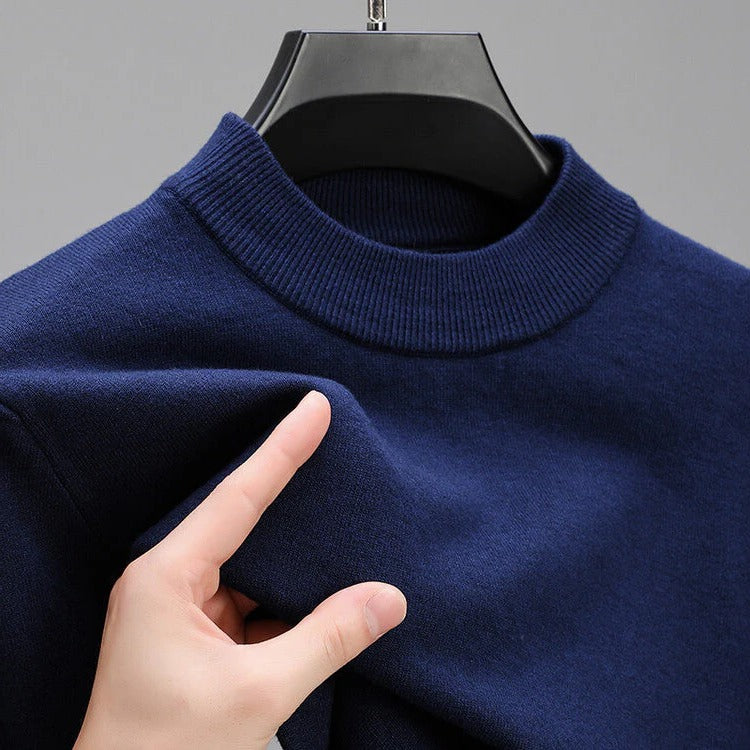 Suéter masculino de cashmere de alta qualidade com bainha elegante