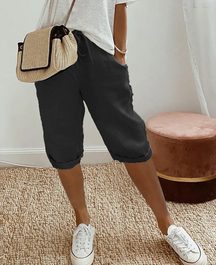 Bermudas femininas com visual de linho modernas e elegantes