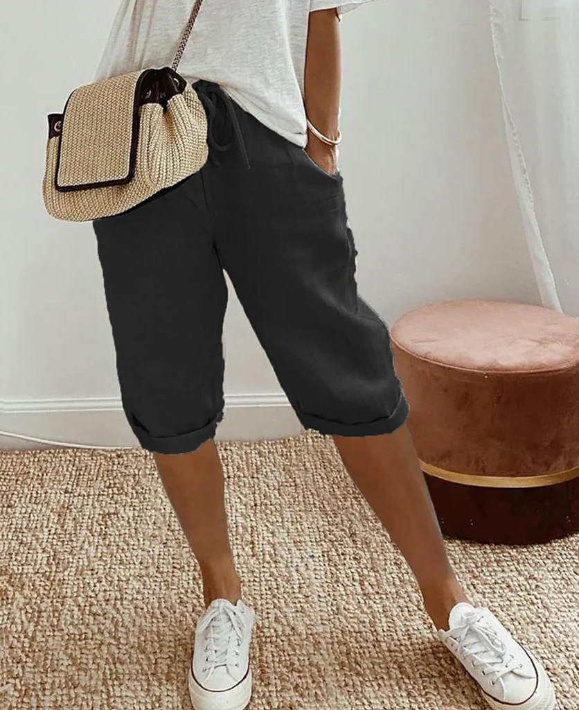 Bermudas femininas com visual de linho modernas e elegantes
