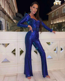 Sequin long-sleeved jumpsuit