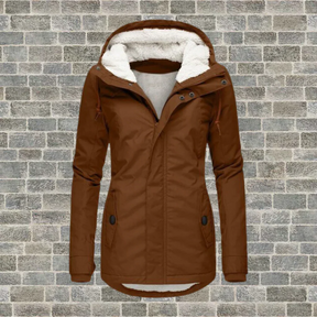 Pleated cotton coat with hood