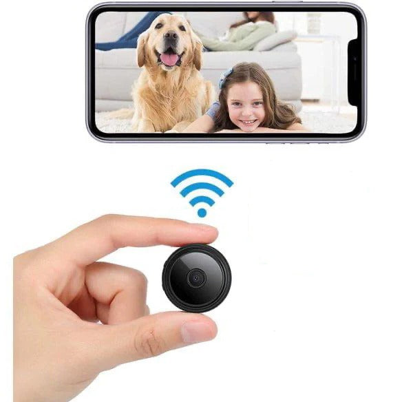 Minicâmera Magnética Sem Fio – Transmissão de Áudio e Vídeo ao Vivo com Suporte Magnético para Casa e Carro