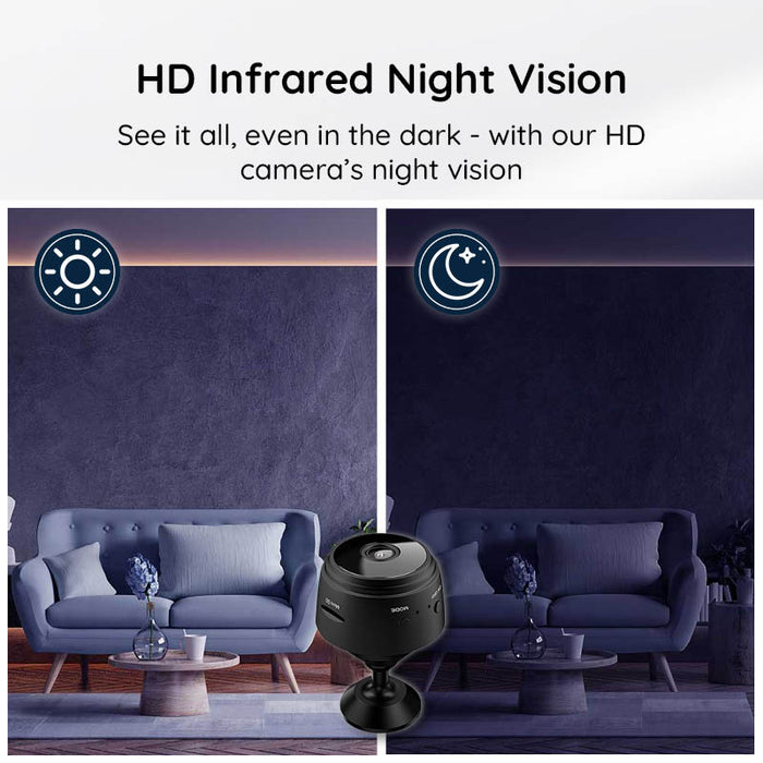 Minicâmera WiFi HD 1080P com Visão Noturna