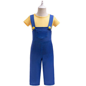 Fantasia Infantil de Camisa Amarela e Jardineira Azul
