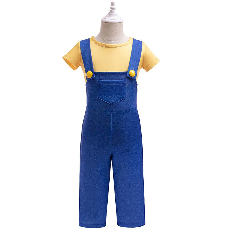 Fantasia Infantil de Camisa Amarela e Jardineira Azul