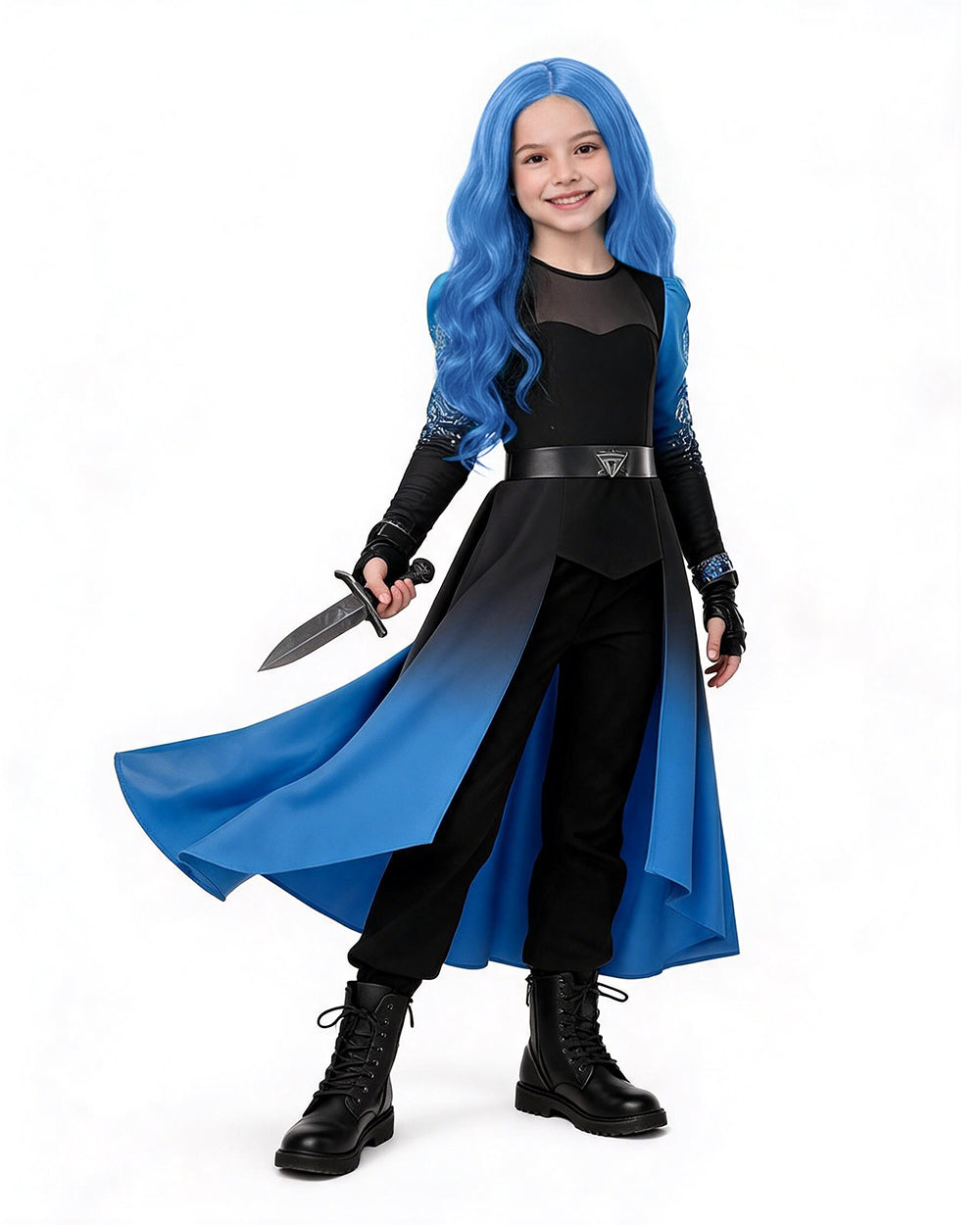 Conjunto de Fantasia de Princesa Degradê Azul