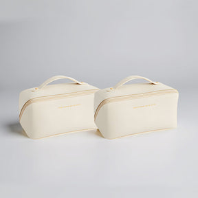 Necessaire de Viagem Organizadora de Maquiagem Estojo Cosmético de Couro Sintético de Grande Capacidade
