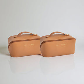 Necessaire de Viagem Organizadora de Maquiagem Estojo Cosmético de Couro Sintético de Grande Capacidade