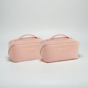 Necessaire de Viagem Organizadora de Maquiagem Estojo Cosmético de Couro Sintético de Grande Capacidade