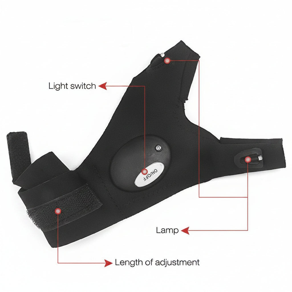 Luvas com Lanterna LED para Camping e Pesca