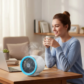 Ventilador Portátil com Luzes LED e Bolsas de Gelo para Resfriar o Ambiente