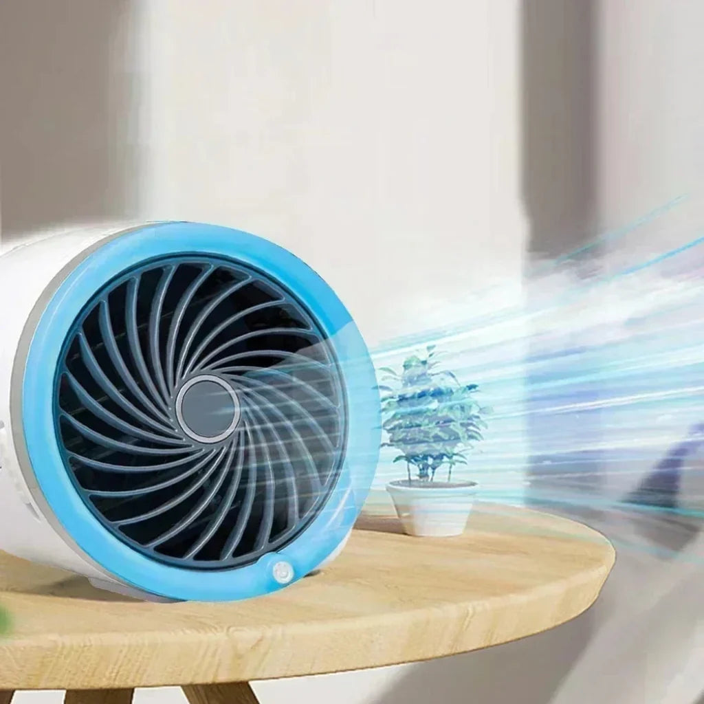 Ventilador Portátil com Luzes LED e Bolsas de Gelo para Resfriar o Ambiente