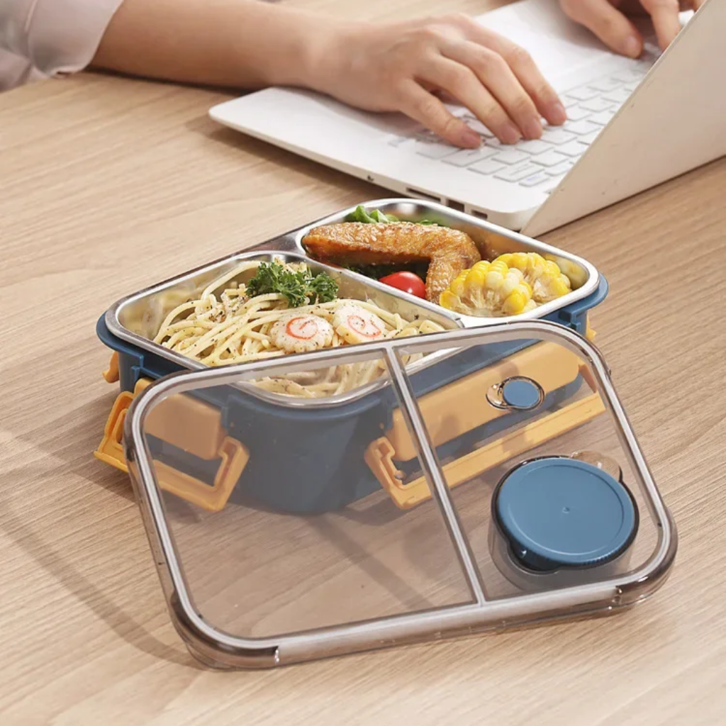 Lancheira de Aço Inoxidável Bento Box Recipiente de Alimentos à Prova de Vazamentos
