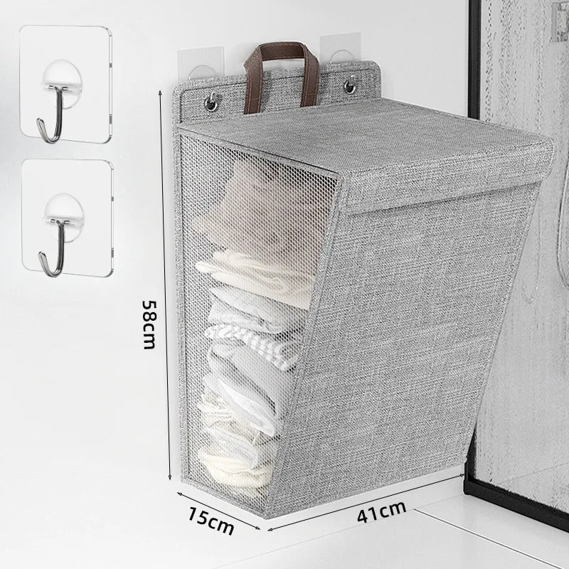 Foldable Wall-Mounted Laundry Basket – Adhesive Clothes Hamper