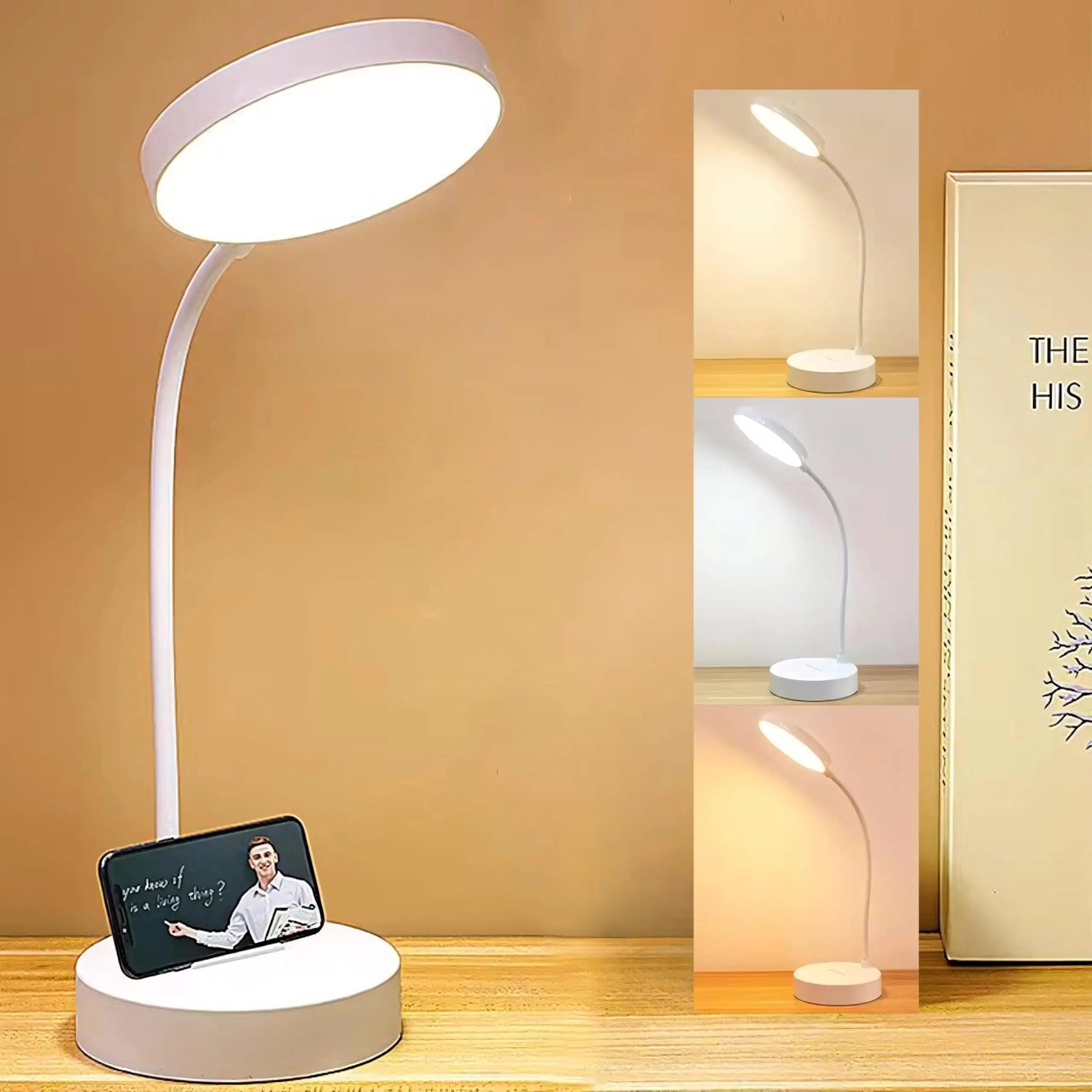 Luminária de Mesa LED com Carregamento USB | Luz de Leitura Ajustável com Pescoço de Cisne