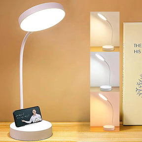 Luminária de Mesa LED com Carregamento USB | Luz de Leitura Ajustável com Pescoço de Cisne