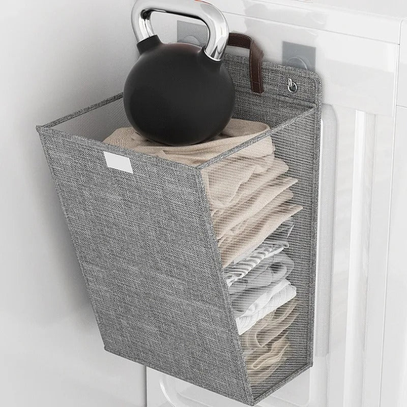 Foldable Wall-Mounted Laundry Basket – Adhesive Clothes Hamper