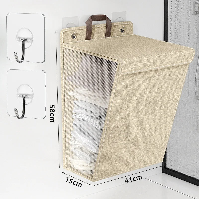 Foldable Wall-Mounted Laundry Basket – Adhesive Clothes Hamper