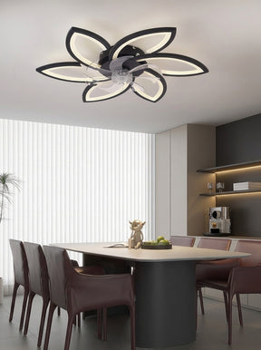 Lotus flower fandelier ceiling fan with low profile LED light