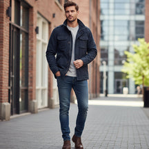 Mens Jacket Zip Up Casual Stylish Outerwear