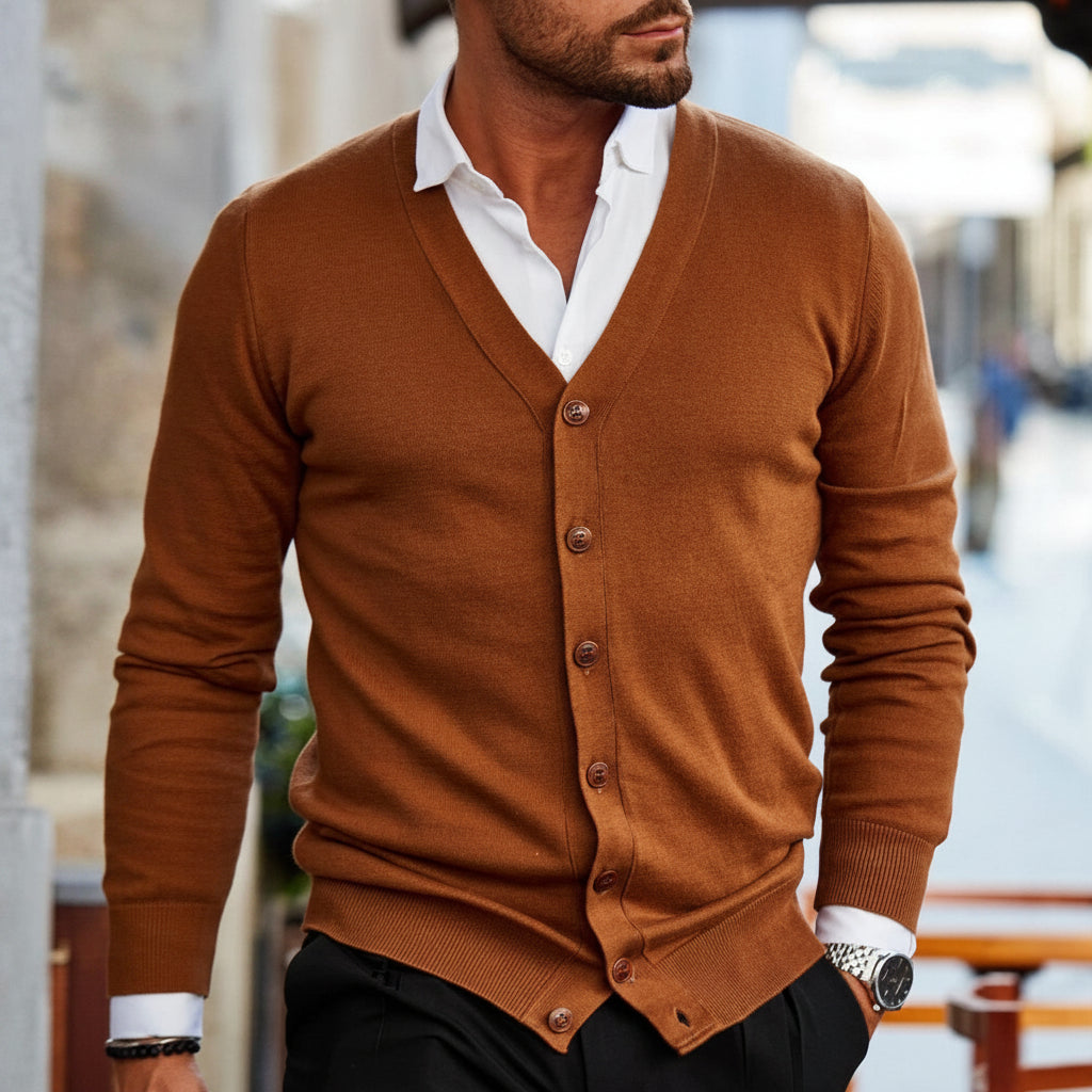 Cardigã Masculino de Tricô com Botões | Agasalho Casual