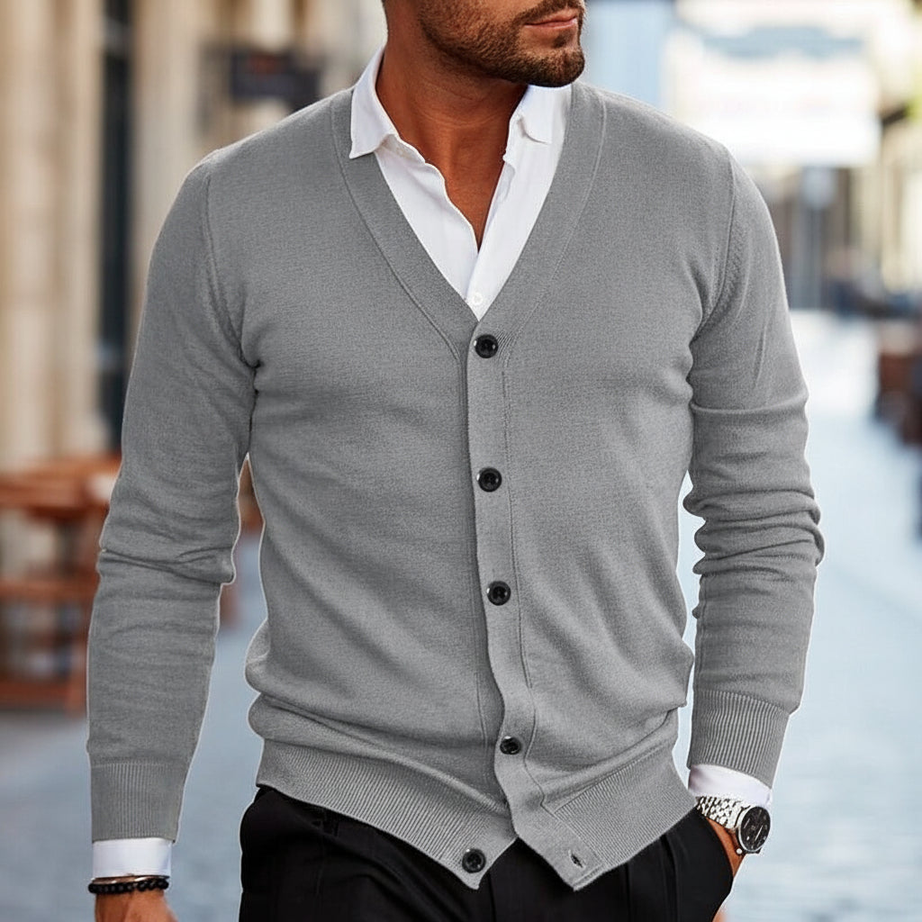 Cardigã Masculino de Tricô com Botões | Agasalho Casual