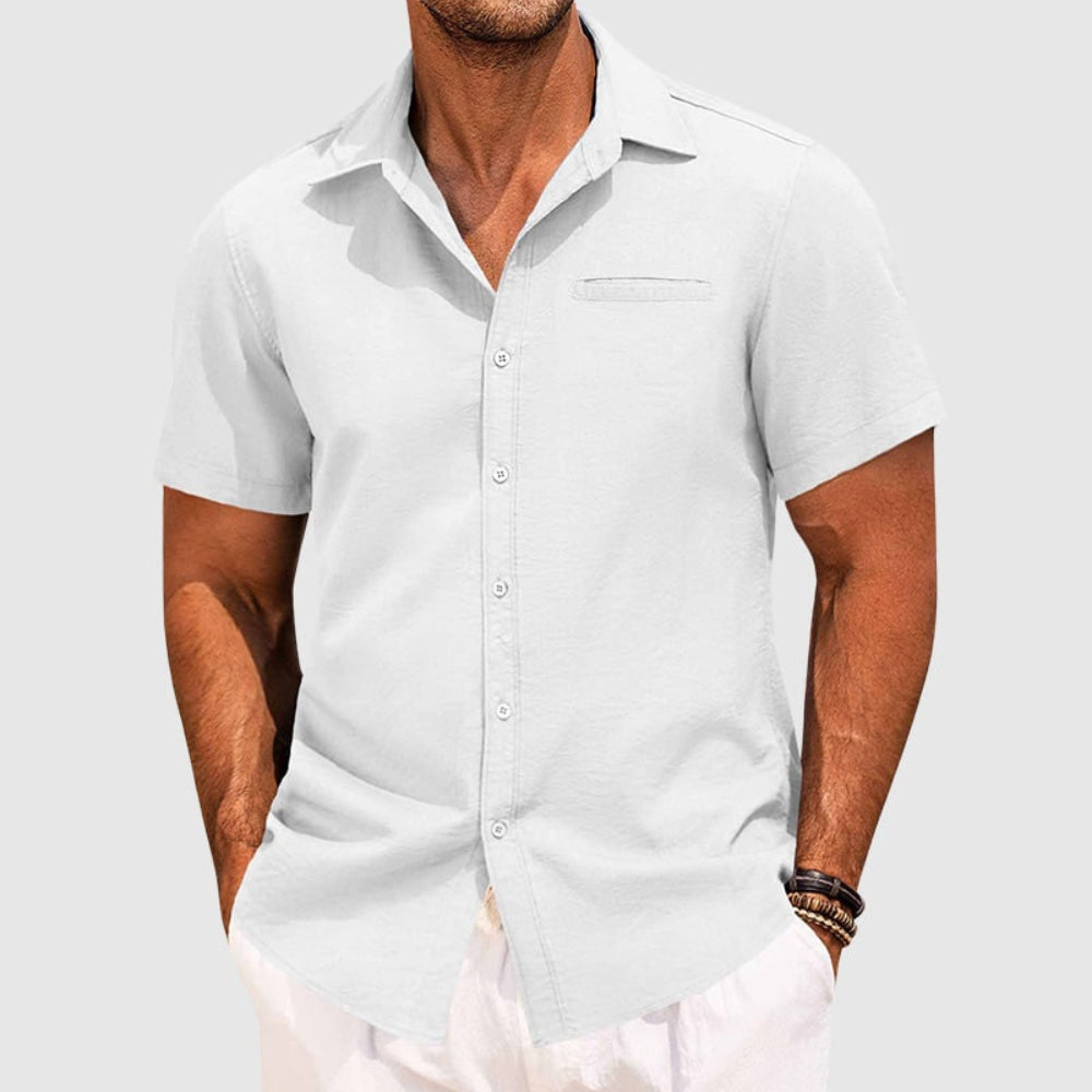 Camisa Masculina Casual de Manga Curta com Botões | Moda Verão
