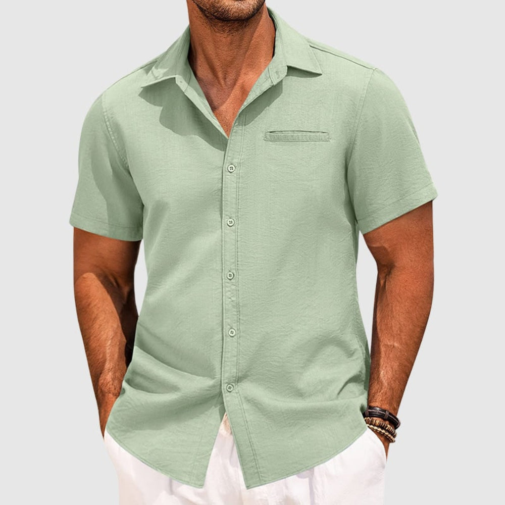 Camisa Masculina Casual de Manga Curta com Botões | Moda Verão