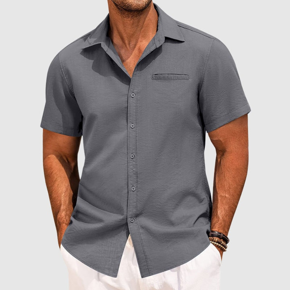 Camisa Masculina Casual de Manga Curta com Botões | Moda Verão