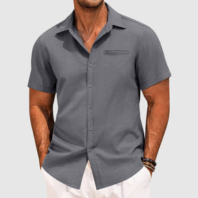 Camisa Masculina Casual de Manga Curta com Botões | Moda Verão