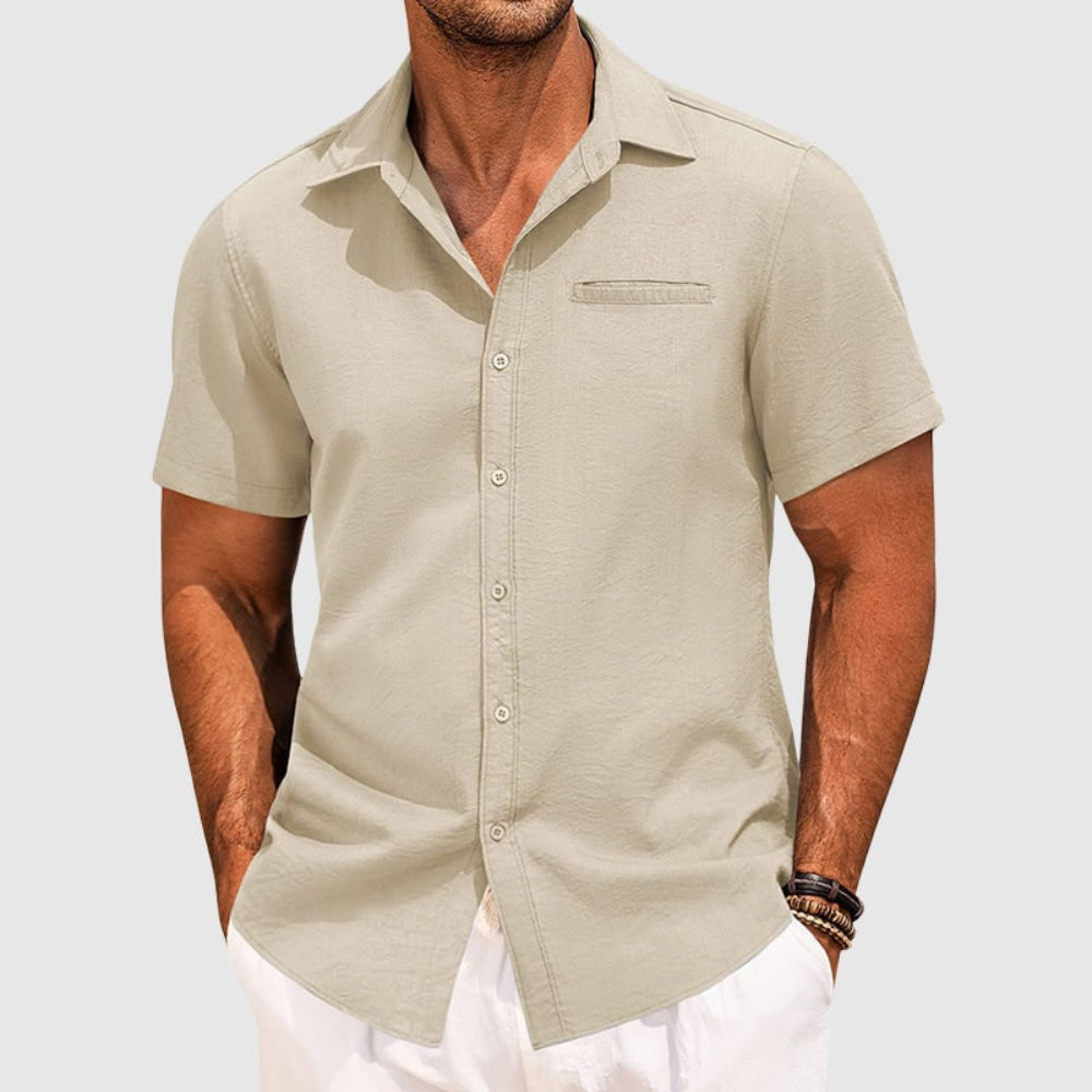Camisa Masculina Casual de Manga Curta com Botões | Moda Verão