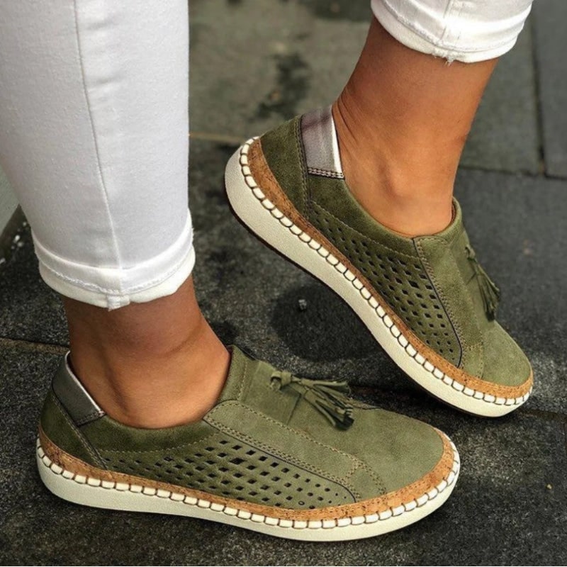 Tênis Feminino Casual Slip-on para Caminhada com Design de Suporte ao Arco do Pé