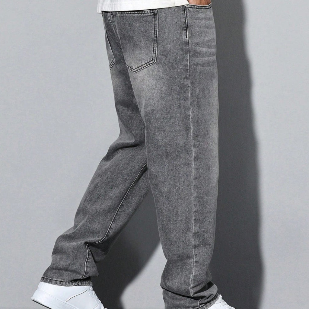 Calça Jeans Masculina de Corte Reto Lavada | Moda Casual