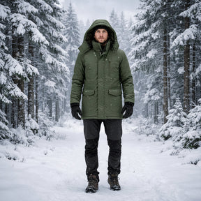 Jaqueta Masculina de Inverno com Capuz e Isolamento Térmico para Atividades ao Ar Livre