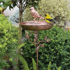 Bebedouro para Pássaros de Metal Decoração de Jardim Suporte Decorativo para Jardim
