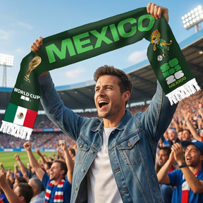 Cachecol de Tricô com Franjas do México para Torcedor de Futebol