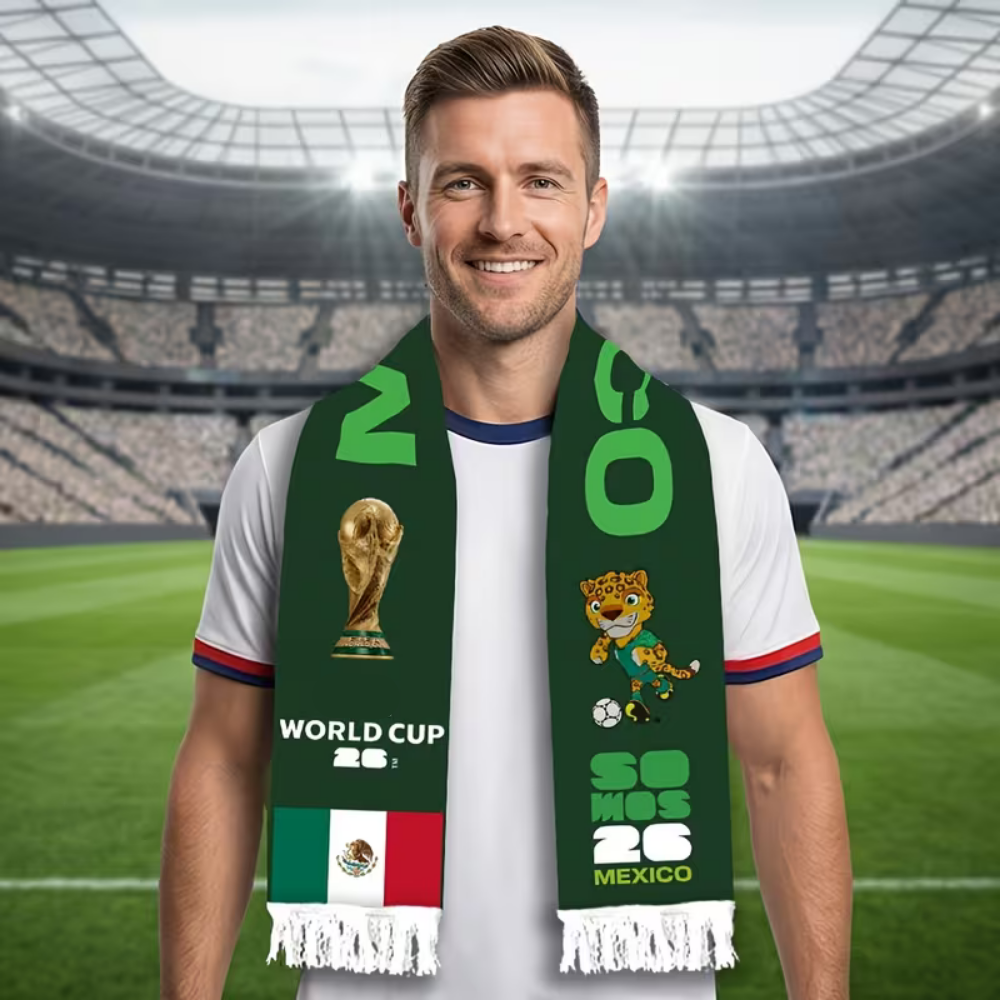 Cachecol de Tricô com Franjas do México para Torcedor de Futebol