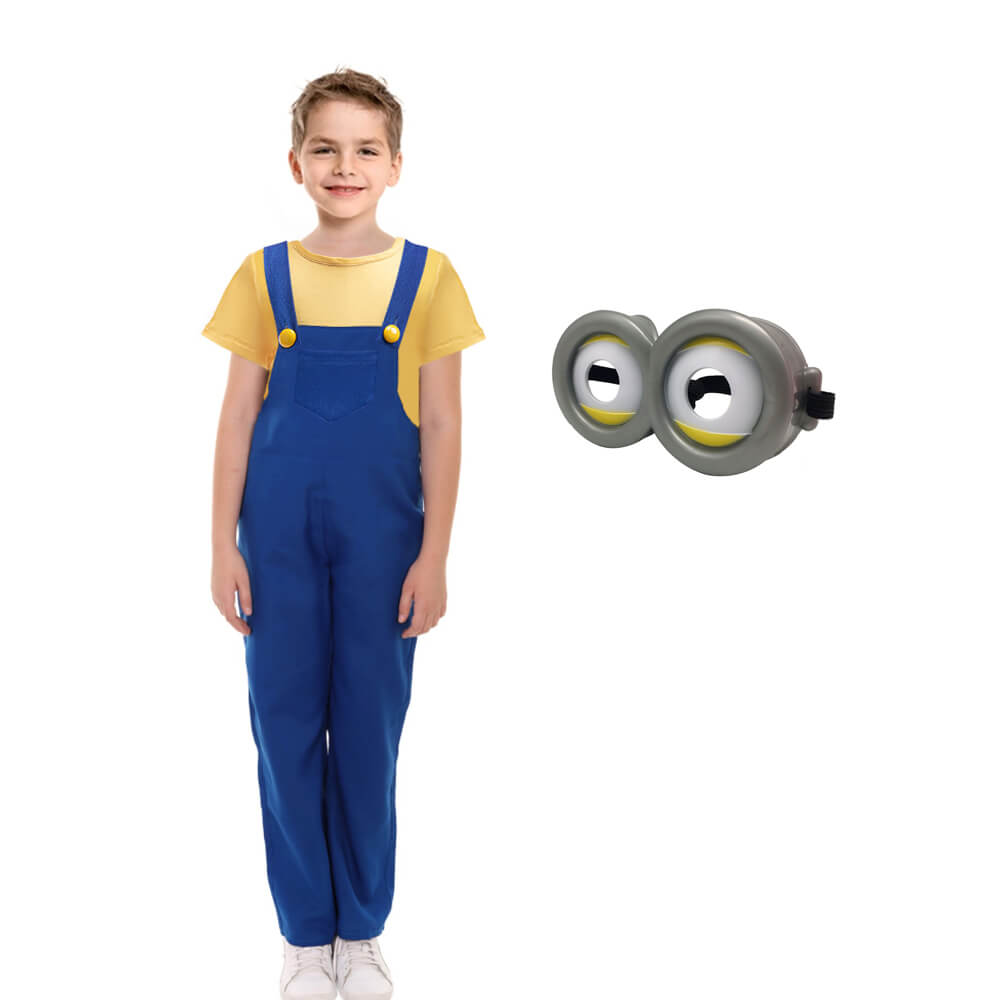 Fantasia Infantil de Camisa Amarela e Jardineira Azul